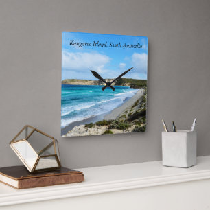 Horloge Carrée "Beauté capturée : Littoral Iconique Kangaroo Isla