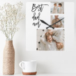 Horloge Carrée Beauté Collage photo Meilleur papa Jamais Cadeau<br><div class="desc">Beauty Collage Photo Best Dad Ever Gift est un cadeau personnalisé qui combine beauté et valeur sentimentale pour créer un cadeau significatif pour votre père. Le cadeau est un collage de photos soigneusement sélectionnées de vous et de votre père, arrangé d'une manière belle et artistique. Les photos peuvent être des...</div>