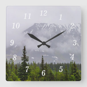 Horloge Carrée Beauté Derrière L'Horloge Mur Des Nuages