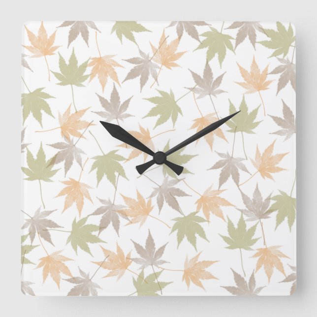 Horloge Carrée Beauté des feuilles d'automne (Recto)
