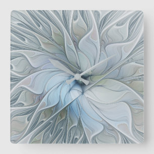 Horloge Carrée Beauté Élégante Art Abstrait Moderne Fleur Fractal
