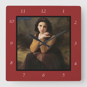Horloge Carrée Beauté réfléchissante (Mignon Pensive) 1869 Bougue