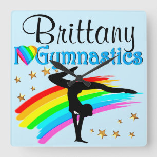 HORLOGE CARRÉE BEAUTIFUL BLUE PERSONALIZED GYMNAST CLOCK
