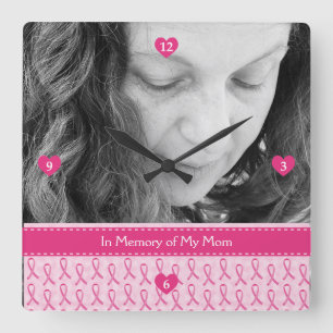 Horloge Carrée Beautiful Custom Rose Ribbon Memorial