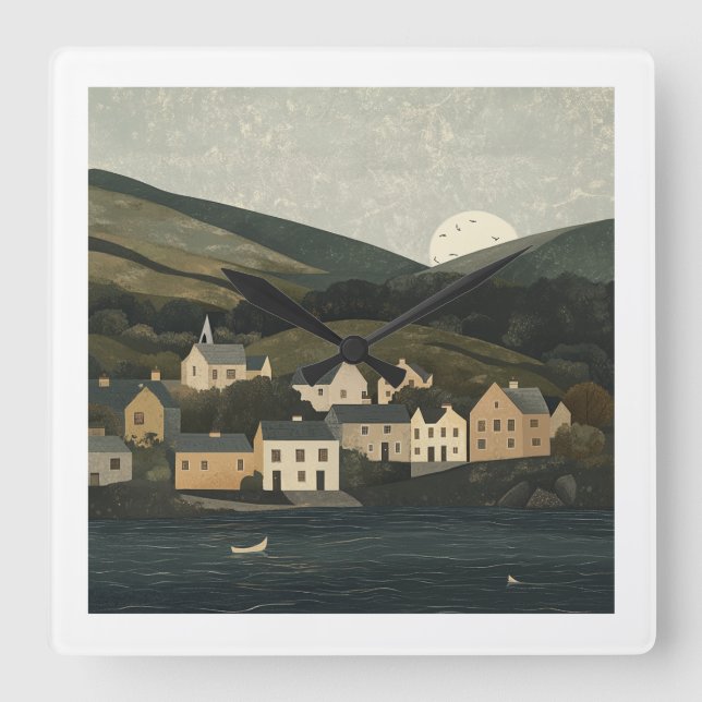 Horloge Carrée Beautiful Irish Countryside Clock (Recto)