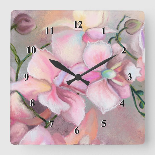 Horloge Carrée Beautiful Orchid Flowers (Recto)