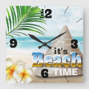 Horloge Carrée Beautiful Sandy Beach Seashell