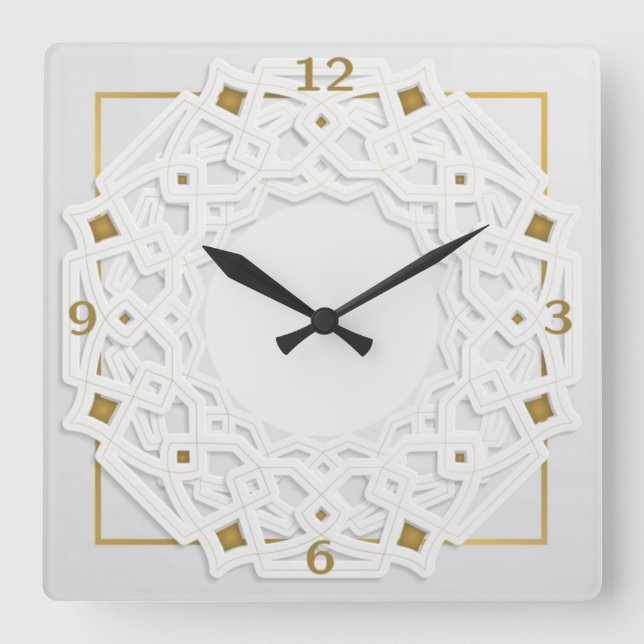 Horloge Carrée Beautiful white et or calligraphy (Recto)
