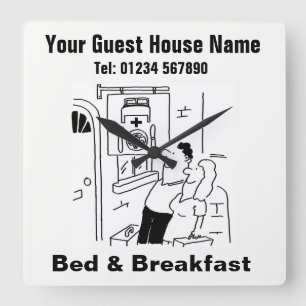 Horloge Carrée Bed & Breakfast Cartoon