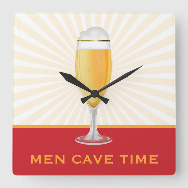 Horloge Carrée Beer Men Cave Time Clock (Recto)