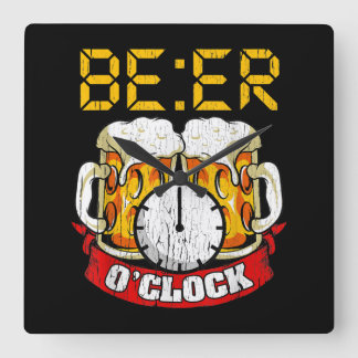 Horloge Carrée Beer O'clock Funny Drinking Adult Humor