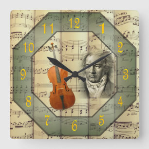 Horloge Carrée Beethoven ~ Symphony Orchestra ~ Cello ~ 