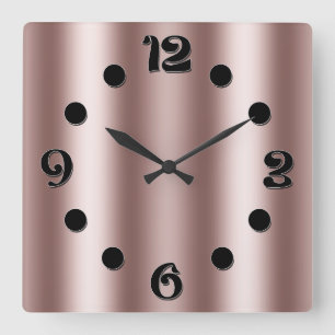 Horloge Carrée Beige Brown Bandes verticales floues pour rideau