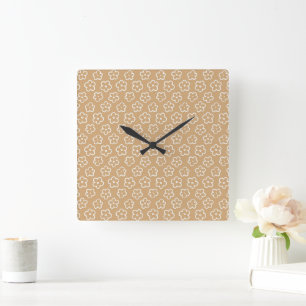 Horloge Carrée Beige Téméraire Y2K Fleur sauvage Vibrant Décor d'