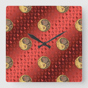 Horloge Carrée Bélier & Tigre de Terre