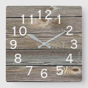Horloge Carrée Belle apparence authentique rustique Bois de grang