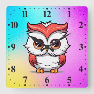 Horloge Carrée Belle Chouette de style Kawaii Cartoon-77038