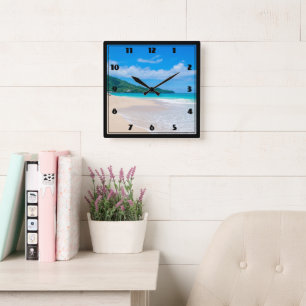 Horloge Carrée Belle Destination Tropicale Plage Pittoresque