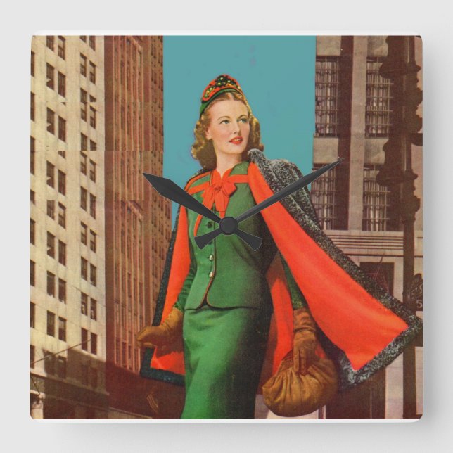 Horloge Carrée belle fille uptown des années 1940 (Recto)