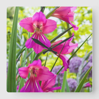 Horloge Carrée Belle Fleur rose