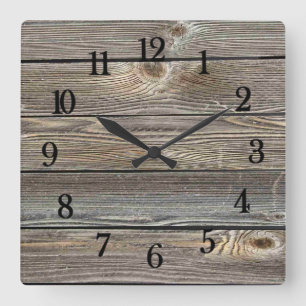 Horloge Carrée Belle impression horizontale en bois d'aspect auth