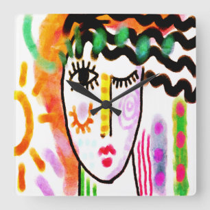 Horloge Carrée Belle journée Art Abstrait original