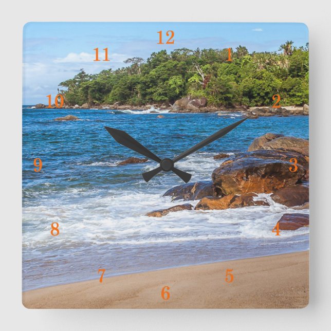 Horloge Carrée Belle plage isolée (Recto)