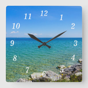 Horloge Carrée Belles Couleurs De L'Horloge Murale Du Lac Huron