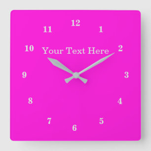 Horloge Carrée Belles couleurs - Personnalisable - Rose
