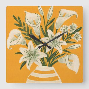 Horloge Carrée Belles Fleurs