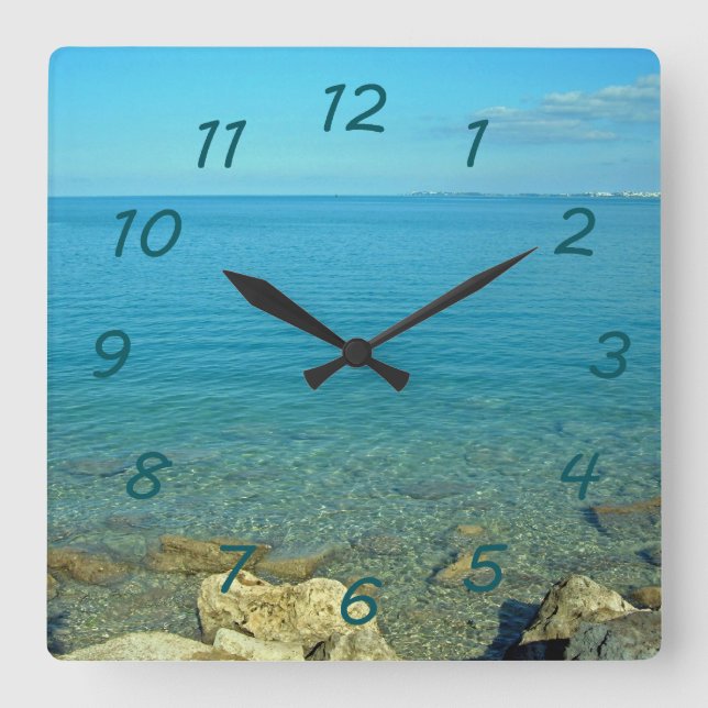 Horloge Carrée Bermudes Blue Green Waters (Recto)