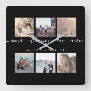 Horloge Carrée Best Friends for Life Typografy Instagram Photos