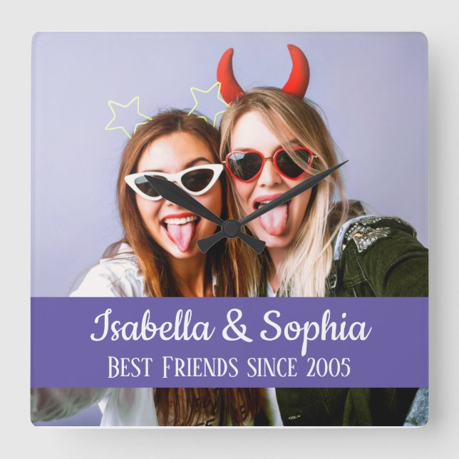 Horloge Carrée Best friends forever moderne BFF photo (Recto)
