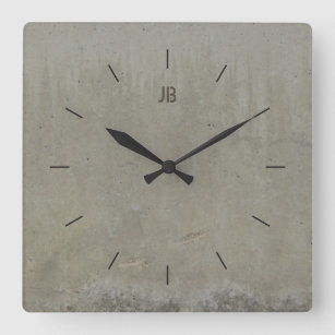 Horloge Carrée BÉTON étiquette DOUX   décoration industrielle