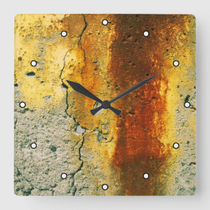 Horloge Carrée Béton rouillé Grunge urbaine avec points