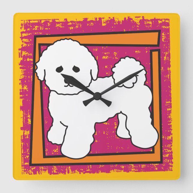 Horloge Carrée Bichon Frise (Recto)
