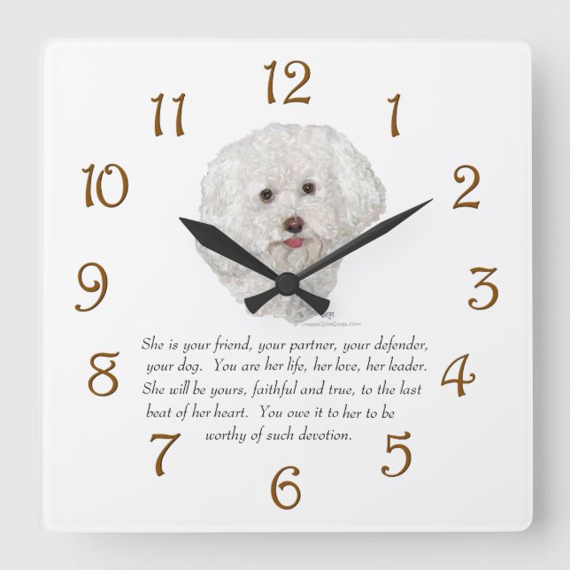 Horloge Carrée Bichon Frise Keepsake (Recto)