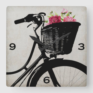 Horloge Carrée Bicycle Basket avec Wall Clock