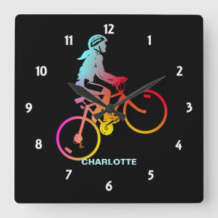 Horloge Carrée Bicycle Cycling Cyclist Outdoor Sport Personalized