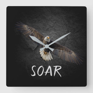 Horloge Carrée Bientôt Eagle on Black Rock