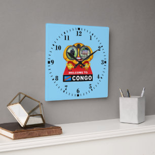 Horloge Carrée Bienvenue au Congo
