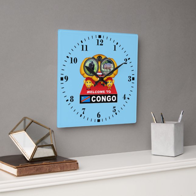Horloge Carrée Bienvenue au Congo (Bureau)
