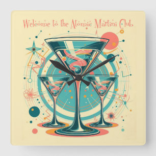 Horloge Carrée Bienvenue au Triple Play du Atomic Martini Club