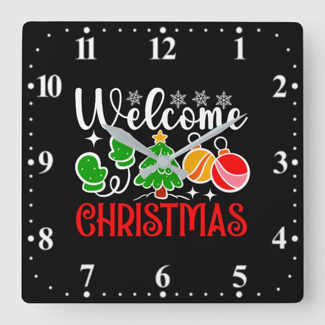 Horloge Carrée Bienvenue Noël (Recto)