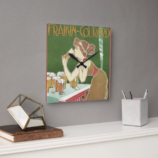 Horloge Carrée Bière Art Nouveau vintage Brasserie Fraikin-Courar