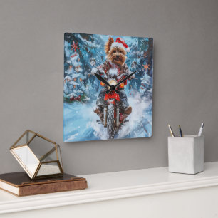 Horloge Carrée Biewer Terrier Chien équitation Moto Noël