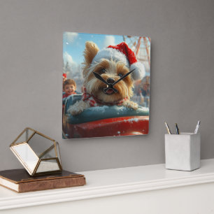 Horloge Carrée Biewer Terrier Dog Roller Coaster Noël