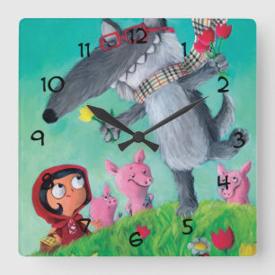 Horloge Carrée Big Bad Wolf