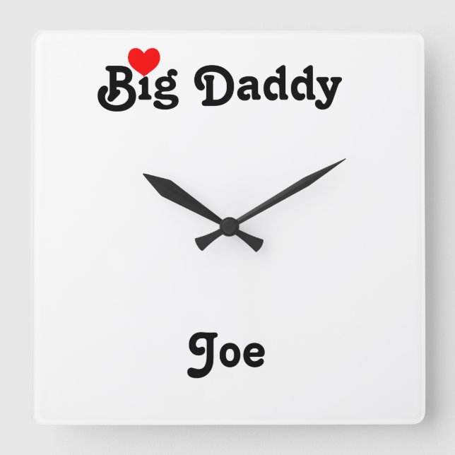 Horloge Carrée Big Daddy with Red Heart Square Wall Clock (Recto)