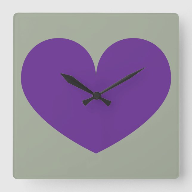 Horloge Carrée Big Purple Heart Design Wall Clock (Recto)